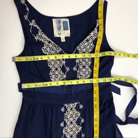 Anthropologie Navy Embroidered Sleeveless Dress XS - Picture 6 of 8